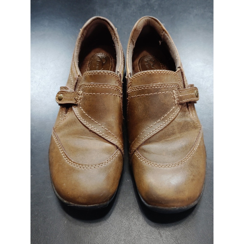Earth Origins Alice Brown Leather Women 7.5 M Casual Slip On Loafers Comfy Shoes